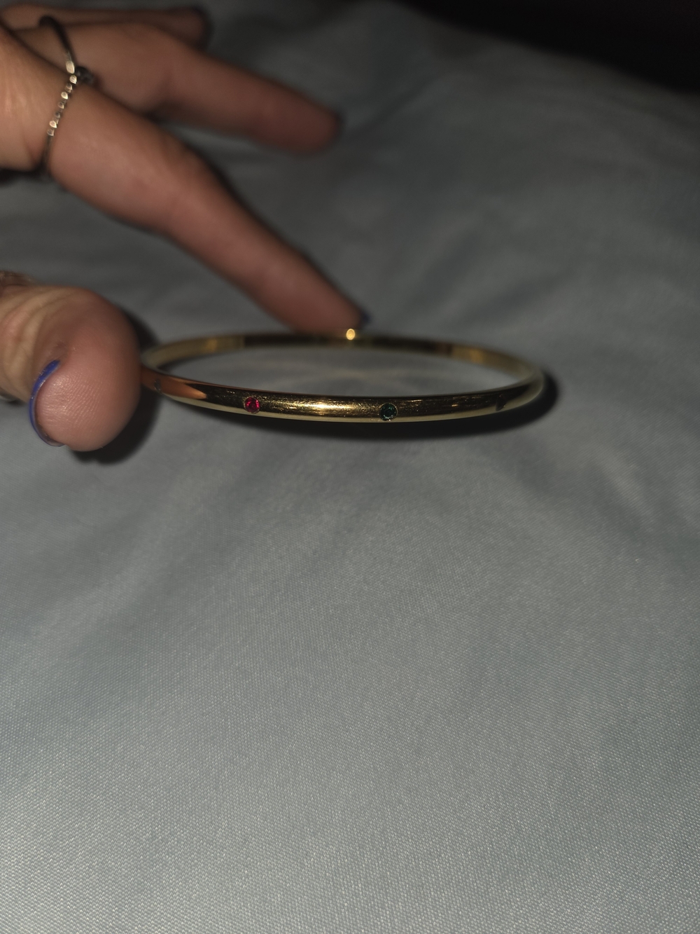 Swarovski Gold Bangle with Red  Green Purple Blue Crystal Accents